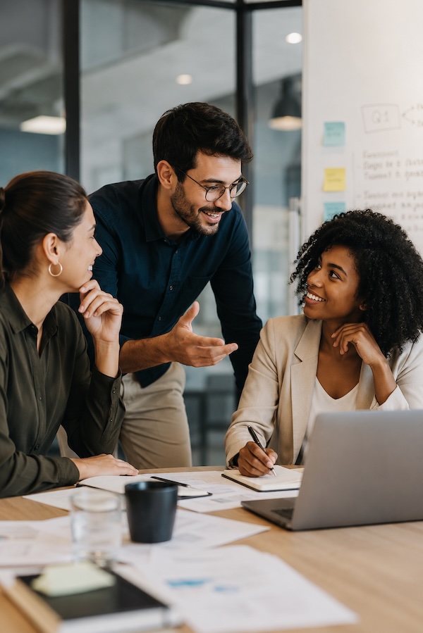 Un equipo multidisciplinario trabajando sobre las prioridades en conjunto